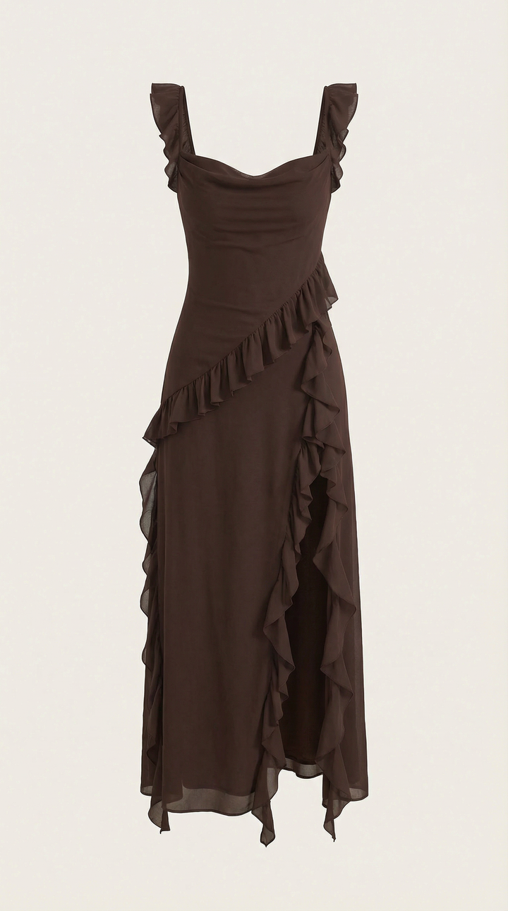 Maxi Dress | Square Neckline, Ruffle-Trimmed Straps 4