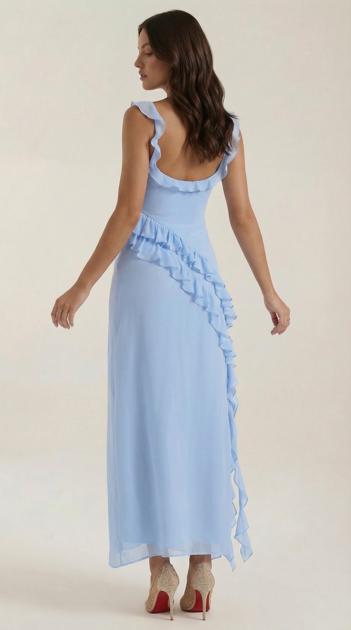 Maxi Dress | Square Neckline, Ruffle-Trimmed Straps 8