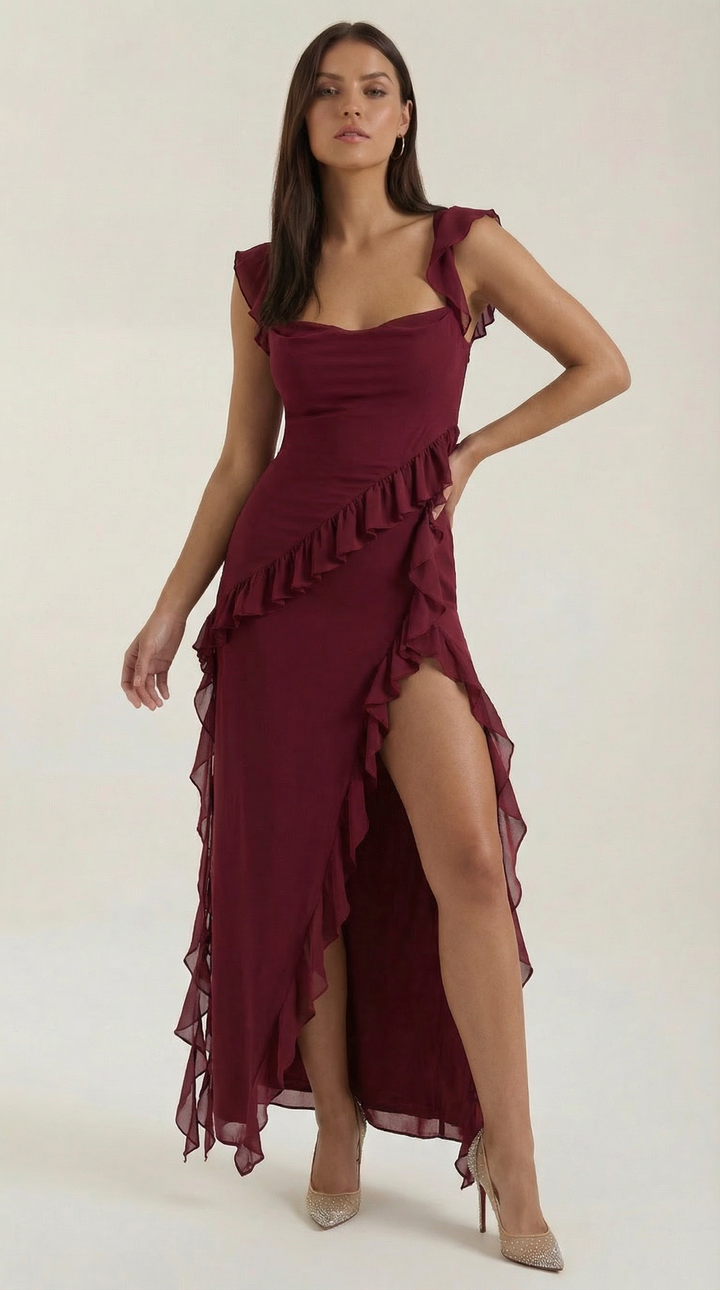 Maxi Dress | Square Neckline, Ruffle-Trimmed Straps 9