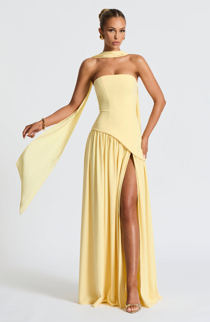 Maxi Dress | Strapless Bodice, Asymmetric Waist 1