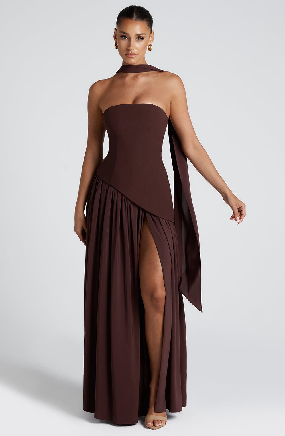 Maxi Dress | Strapless Bodice, Asymmetric Waist 4