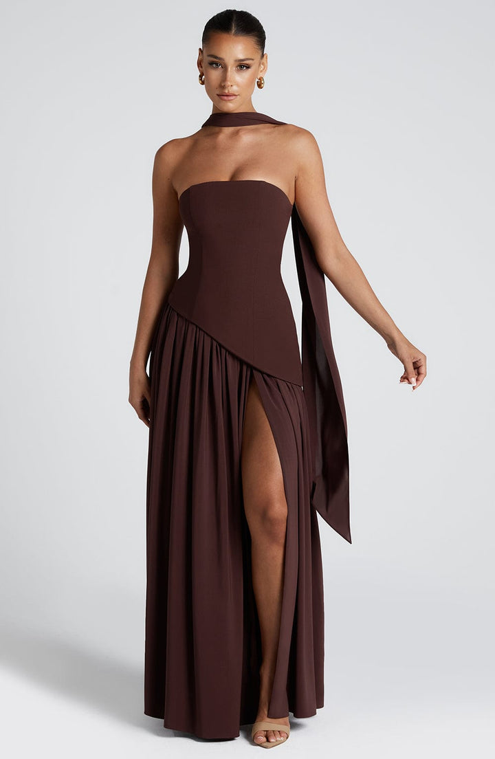Maxi Dress | Strapless Bodice, Asymmetric Waist 4