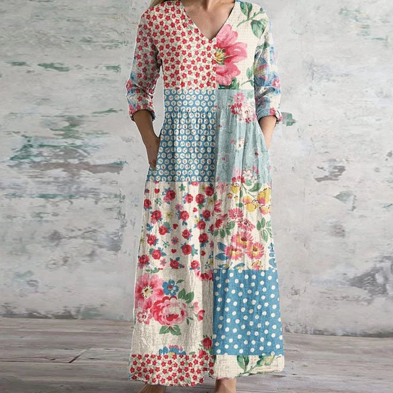 Maxi Dress | Vintage Floral Pattern, Flattering Silhouette 0