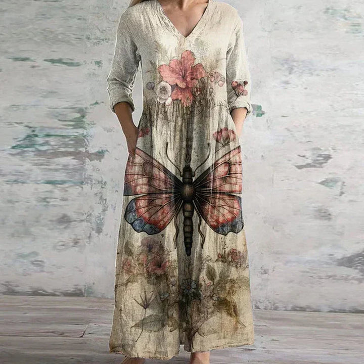 Maxi Dress | Vintage Floral Pattern, Flattering Silhouette 2