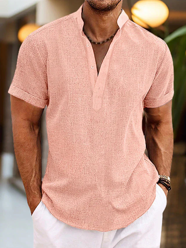 Men's Shirt | Short Sleeve, Classic Henley Neckline 0
