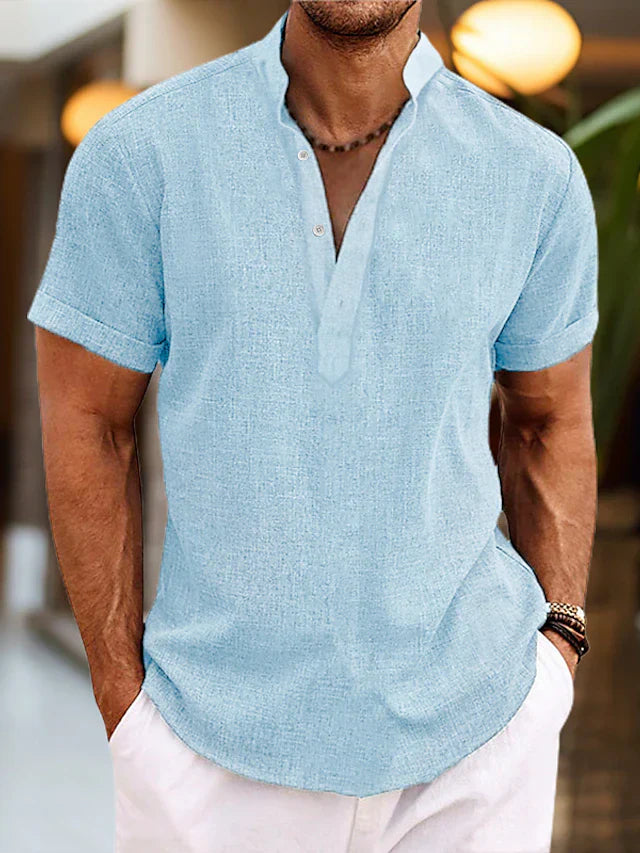 Men's Shirt | Short Sleeve, Classic Henley Neckline 1