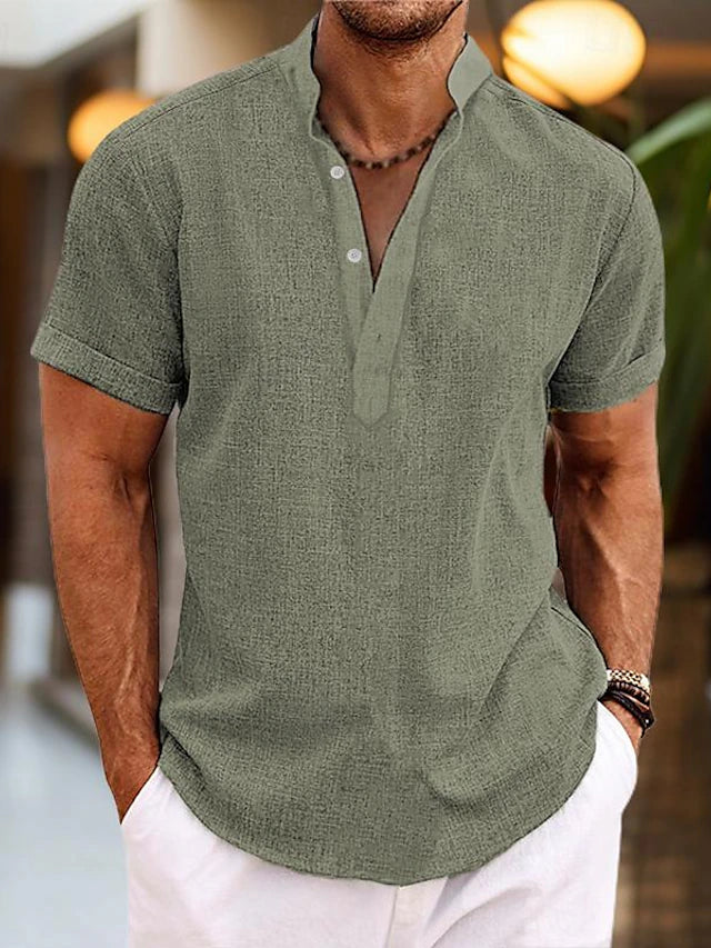 Men's Shirt | Short Sleeve, Classic Henley Neckline 7