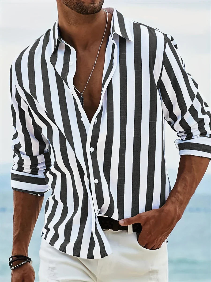 Men's Shirt | Striped Design, Button Down 4
