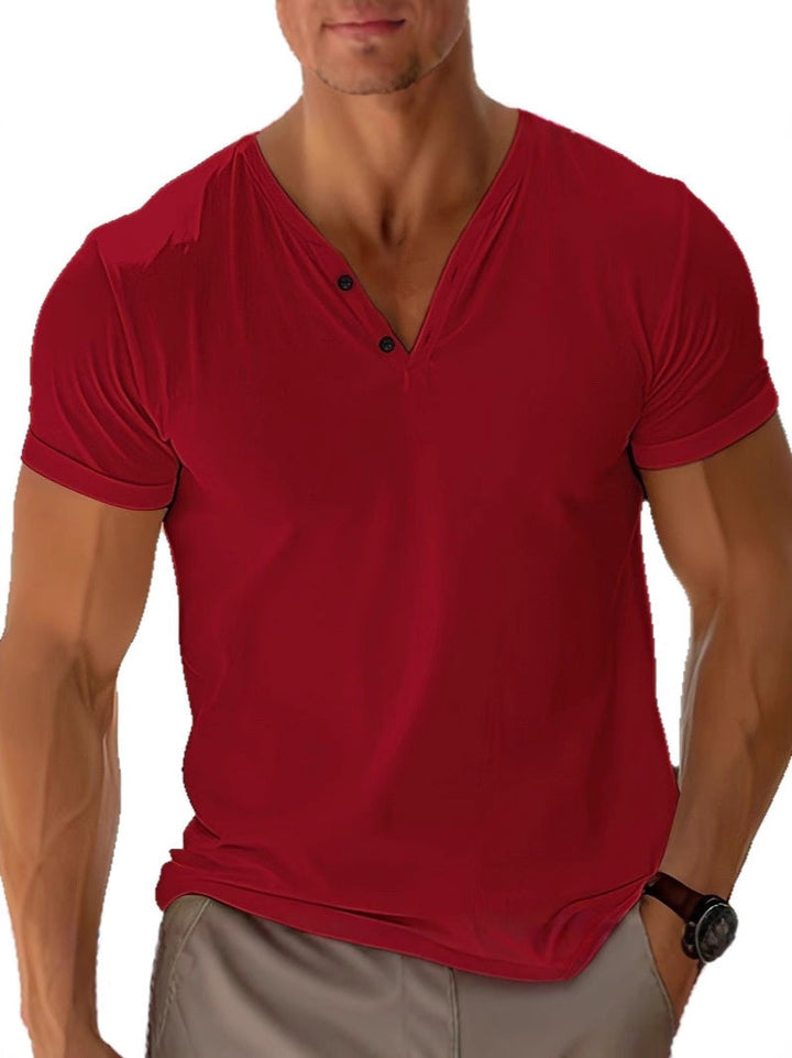 Men's T Shirt | Plain Short Sleeve, V-Neck Design 7