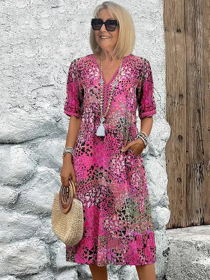Midi Dress | Colorful Pattern, Relaxed Fit 2