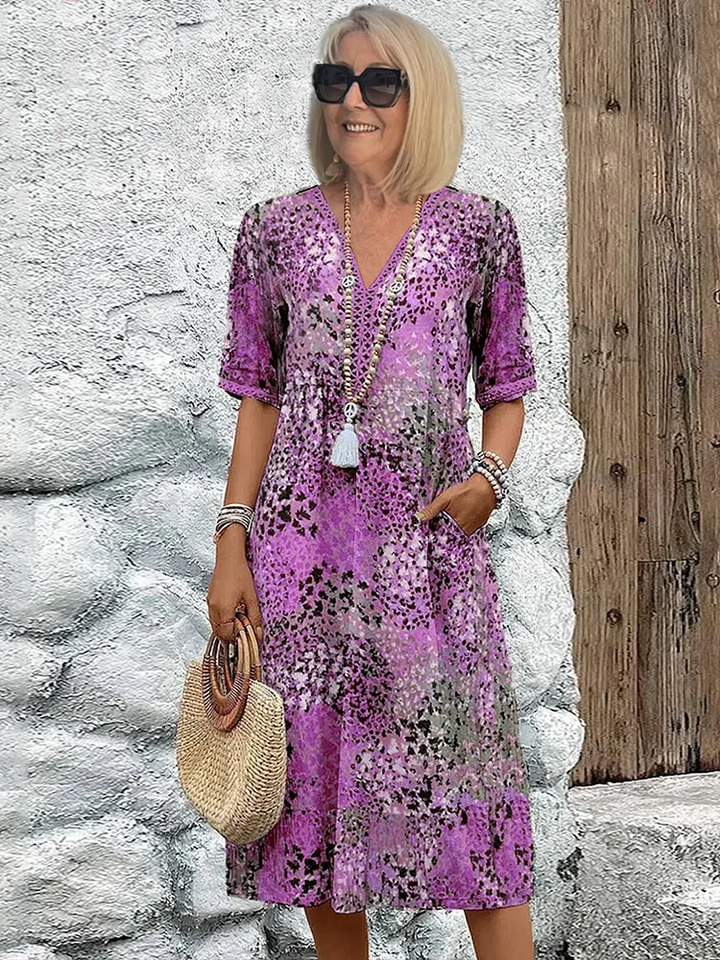 Midi Dress | Colorful Pattern, Relaxed Fit 3