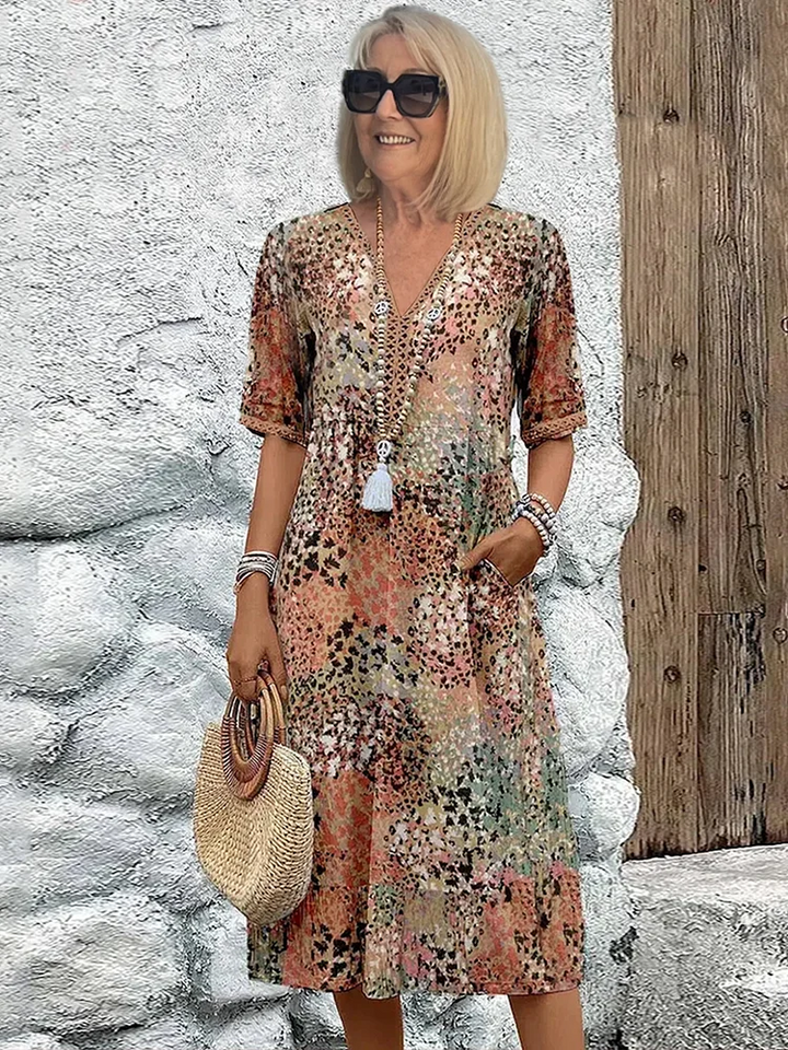 Midi Dress | Colorful Pattern, Relaxed Fit 4