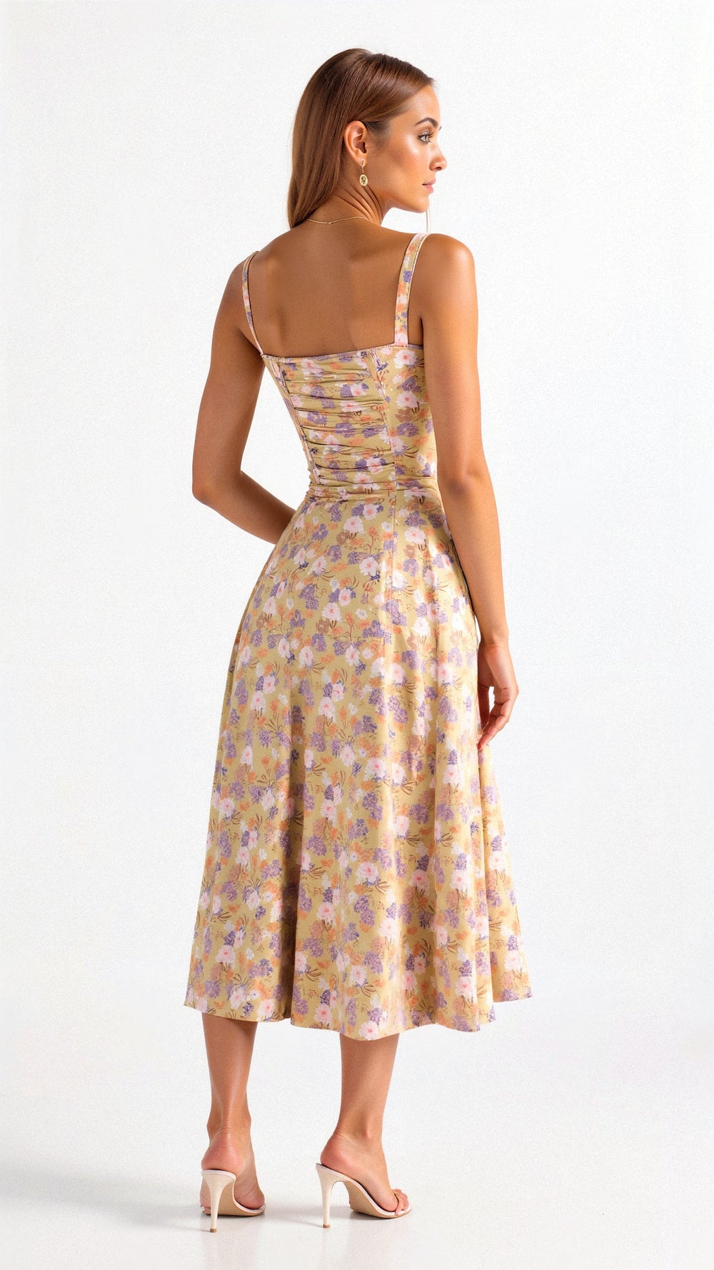 Midi Dress | Structured Corset Bodice, Flowing Skirt 1