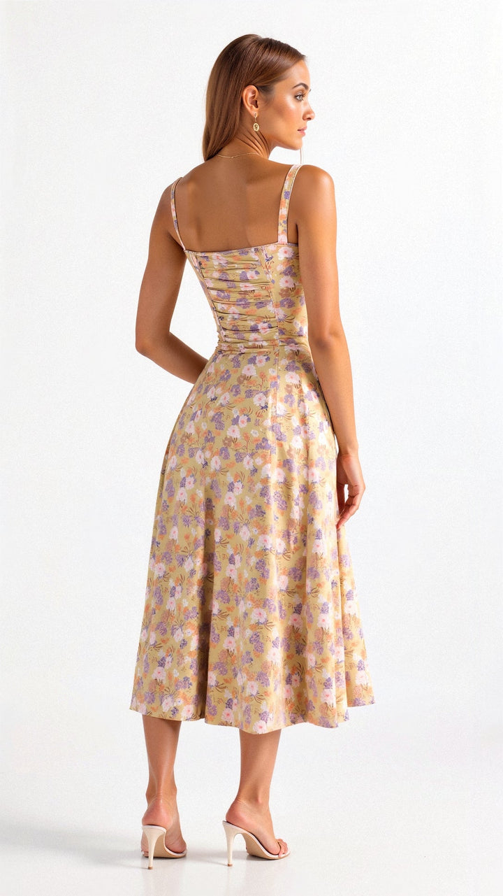 Midi Dress | Structured Corset Bodice, Flowing Skirt 1
