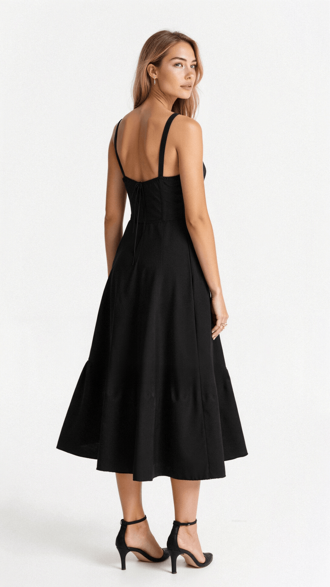 Midi Dress | Structured Corset Bodice, Flowing Skirt 3