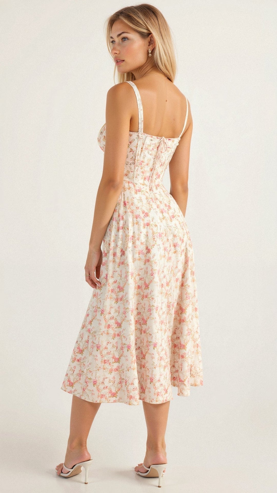 Midi Dress | Structured Corset Bodice, Flowing Skirt 5