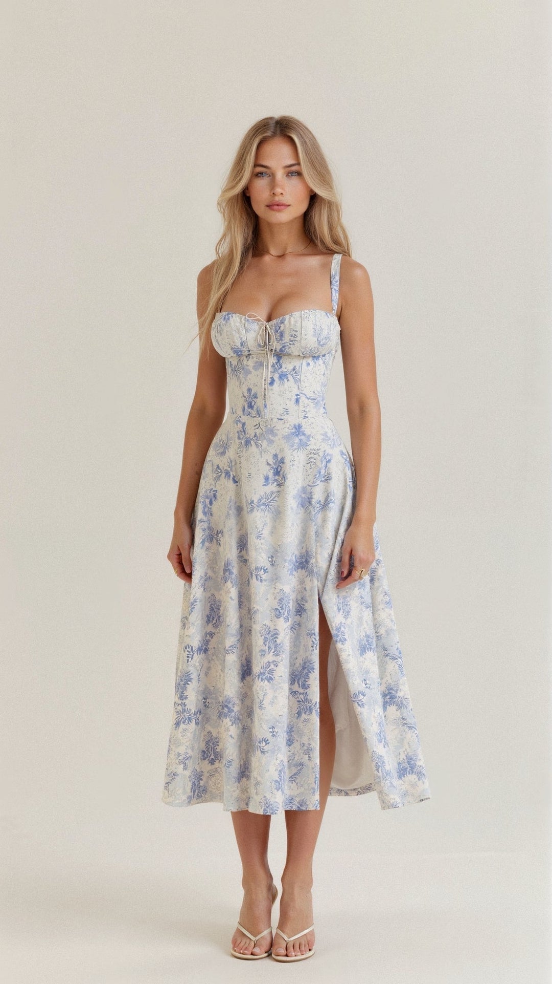 Midi Dress | Structured Corset Bodice, Flowing Skirt 6