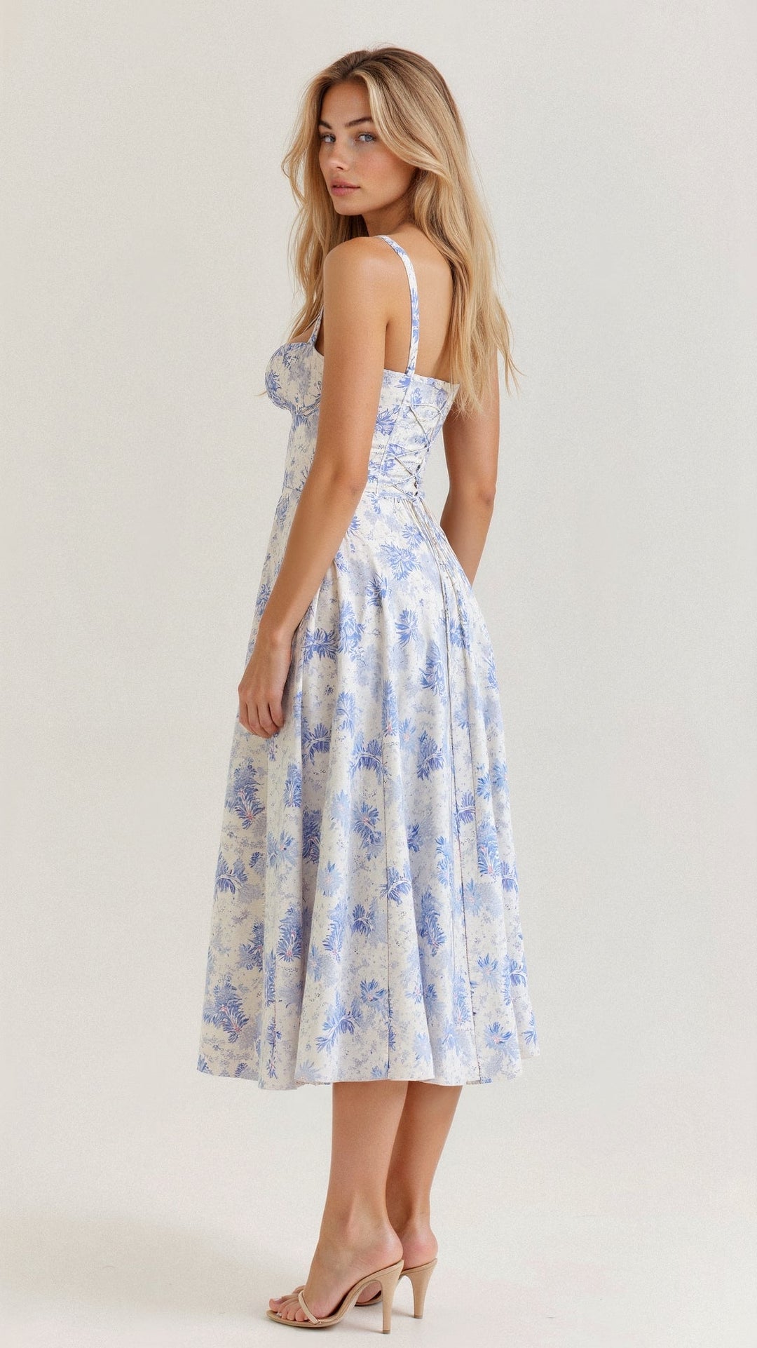Midi Dress | Structured Corset Bodice, Flowing Skirt 7