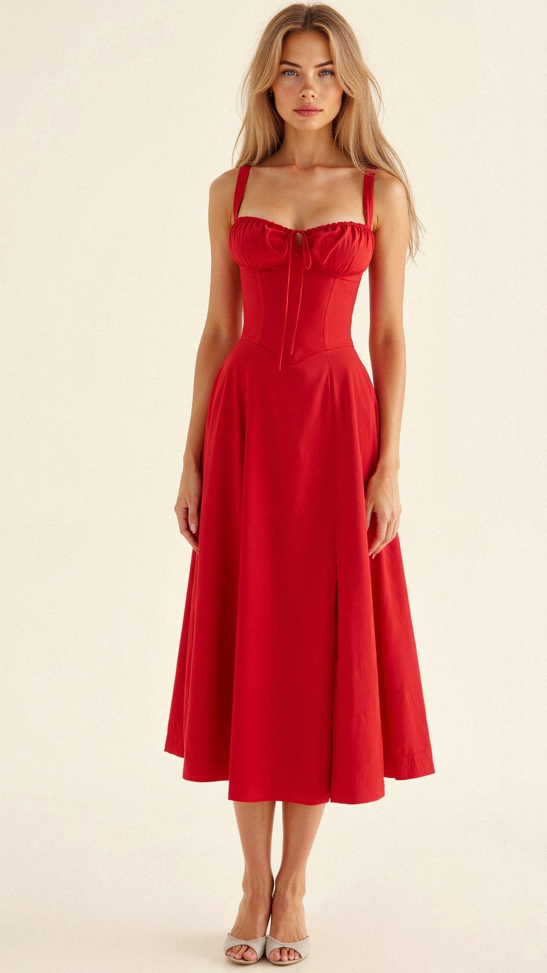 Midi Dress | Structured Corset Bodice, Flowing Skirt 9