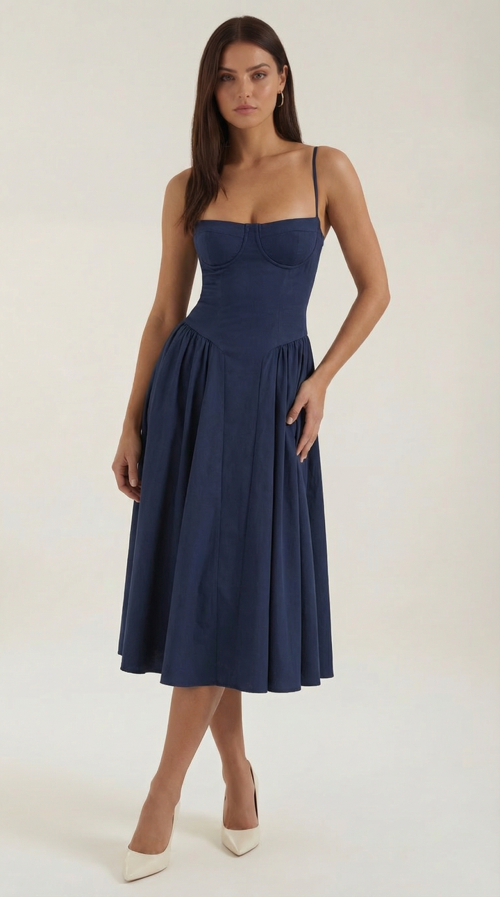 Midi Dress | Sweetheart Neckline, Floral Print 10