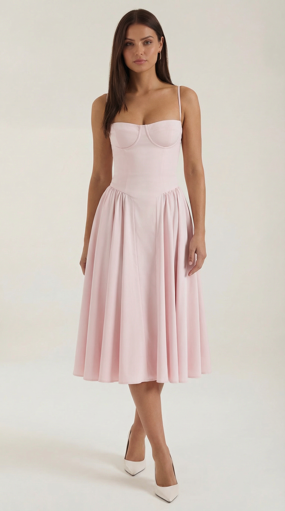 Midi Dress | Sweetheart Neckline, Floral Print 11