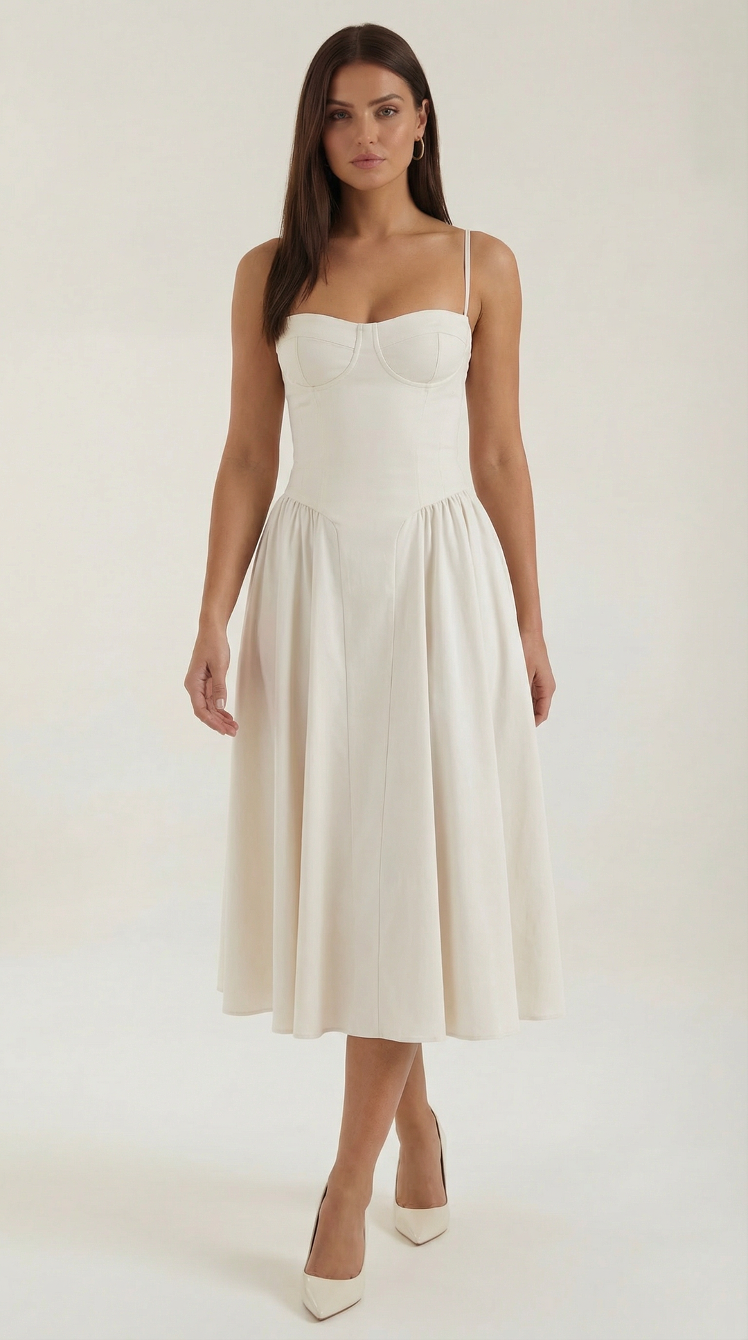 Midi Dress | Sweetheart Neckline, Floral Print 13