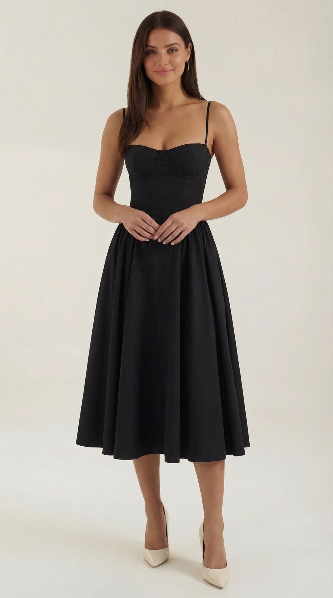 Midi Dress | Sweetheart Neckline, Floral Print 5