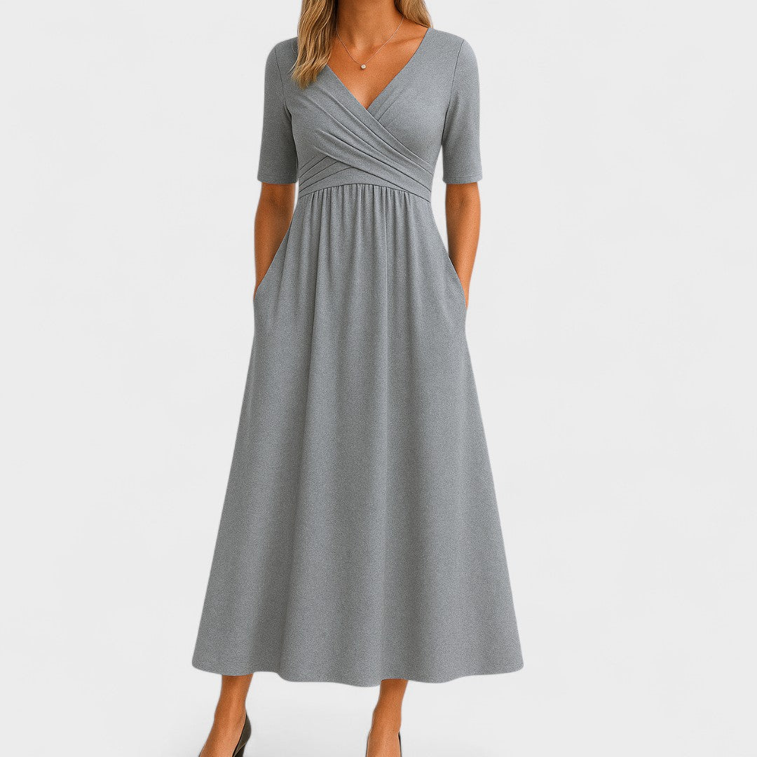 Midi Dress | V-Neckline, Flattering Silhouette 0