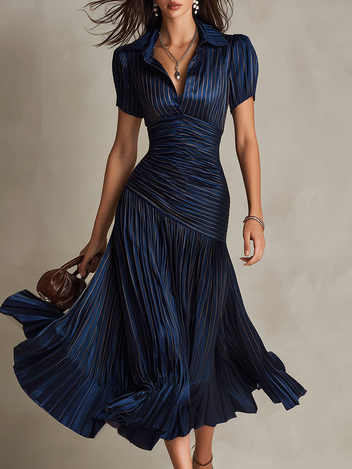 Midi Dress | Wrap V-Neckline, Cap Sleeves 0