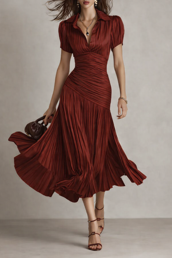 Midi Dress | Wrap V-Neckline, Cap Sleeves 2