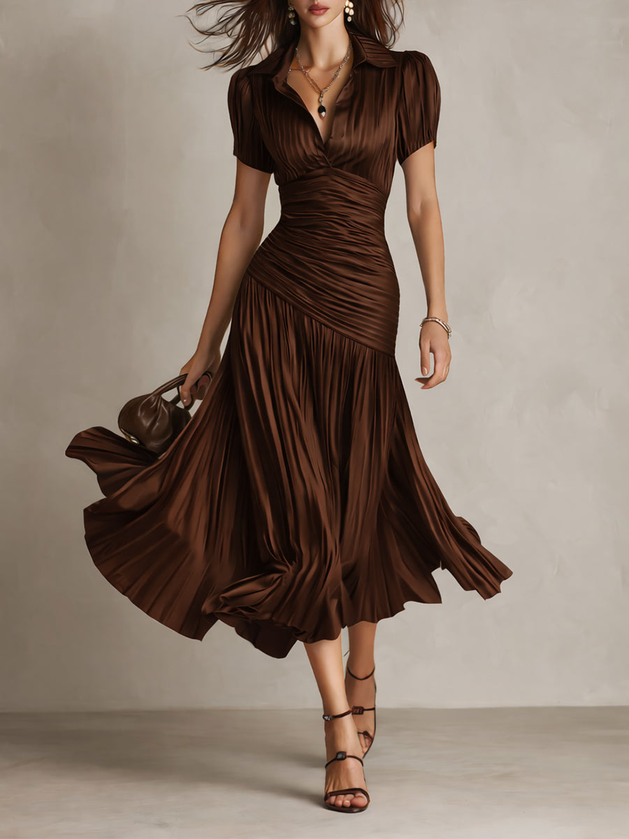 Midi Dress | Wrap V-Neckline, Cap Sleeves 3