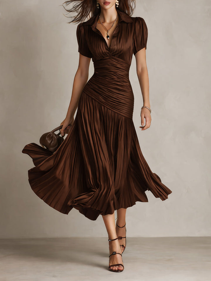 Midi Dress | Wrap V-Neckline, Cap Sleeves 3