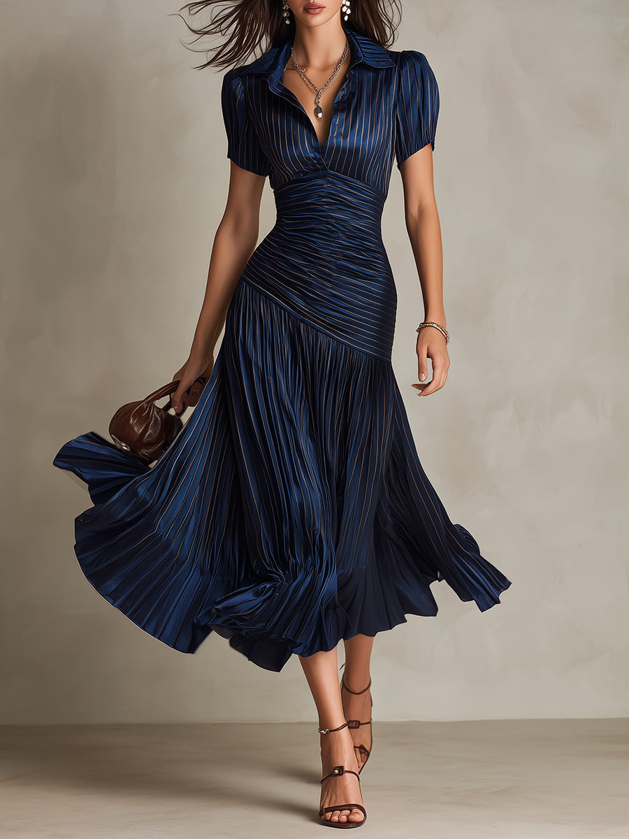 Midi Dress | Wrap V-Neckline, Cap Sleeves 4