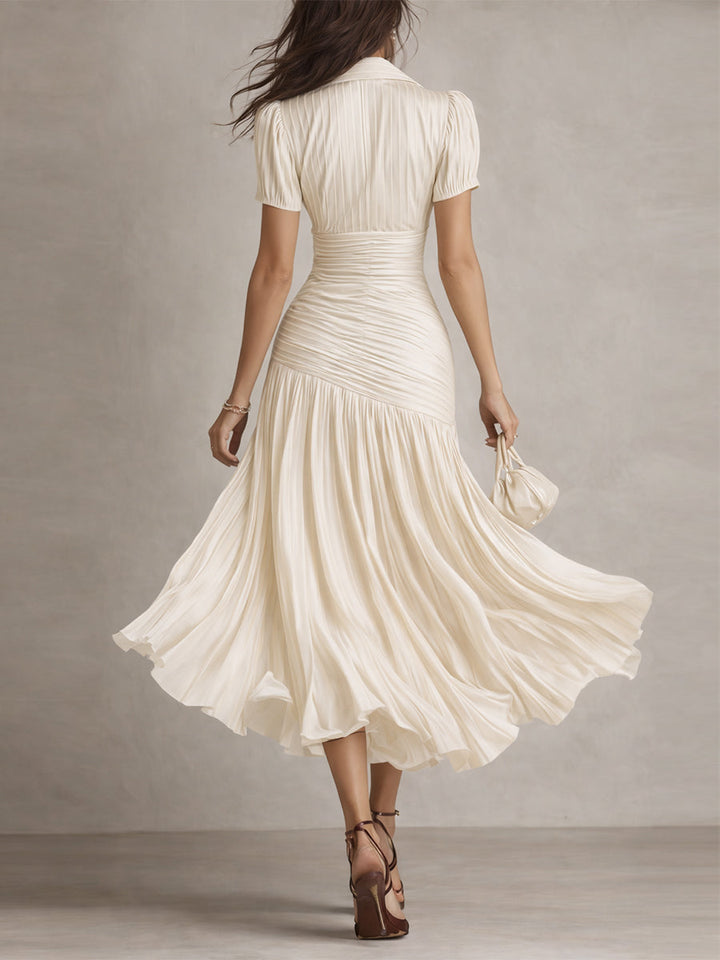 Midi Dress | Wrap V-Neckline, Cap Sleeves 7