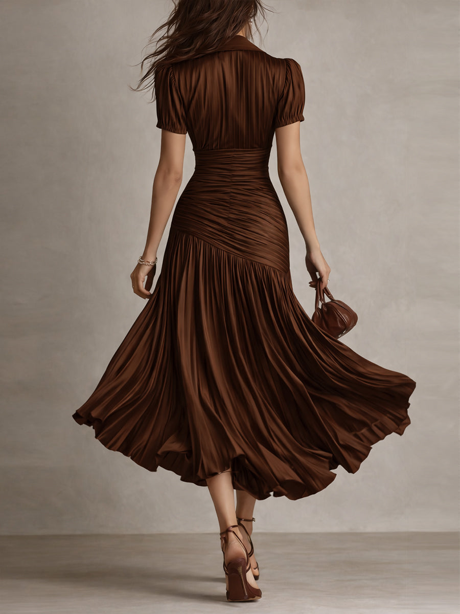 Midi Dress | Wrap V-Neckline, Cap Sleeves 8