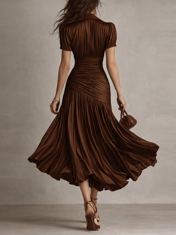 Midi Dress | Wrap V-Neckline, Cap Sleeves 8