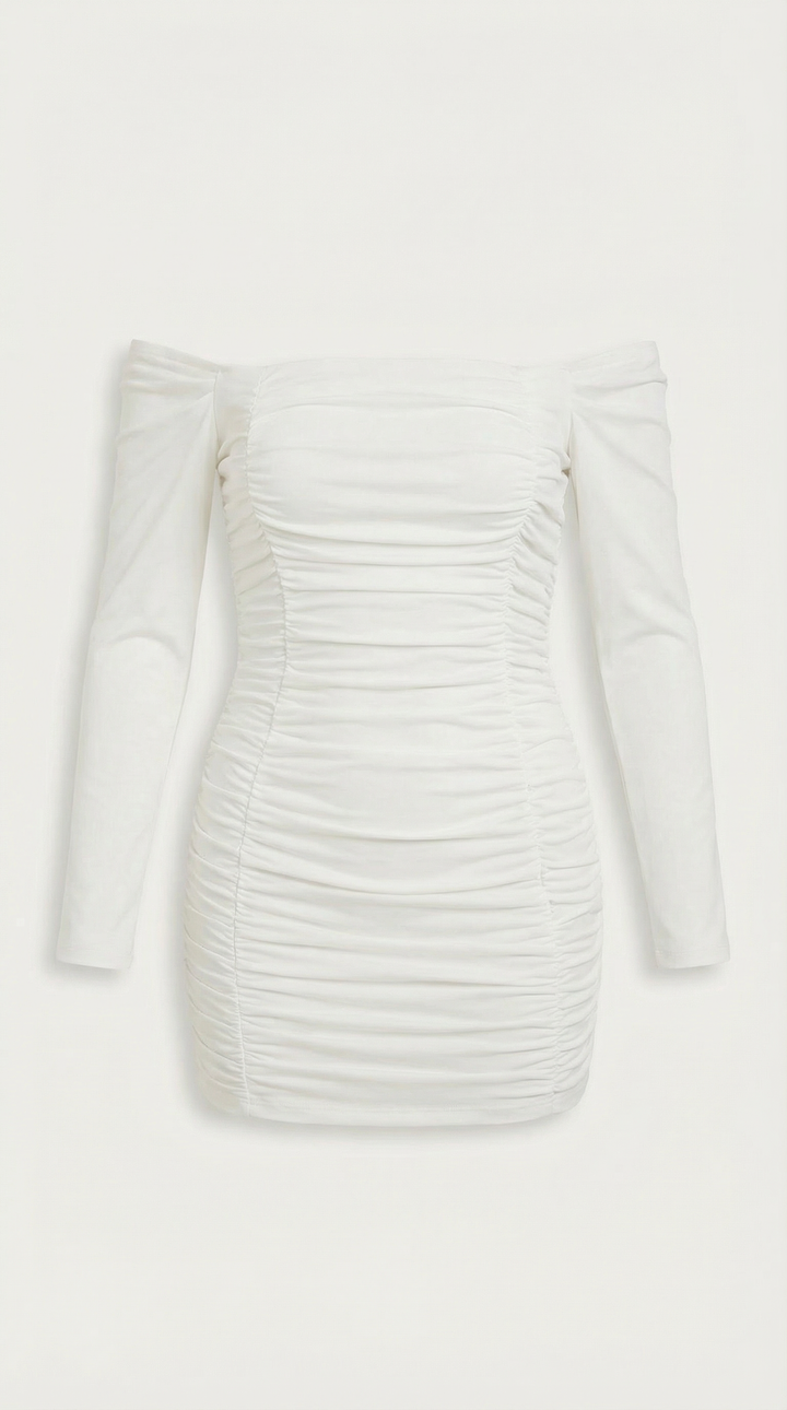 Mini Dress | Off-Shoulder Neckline, Long Sleeves 4