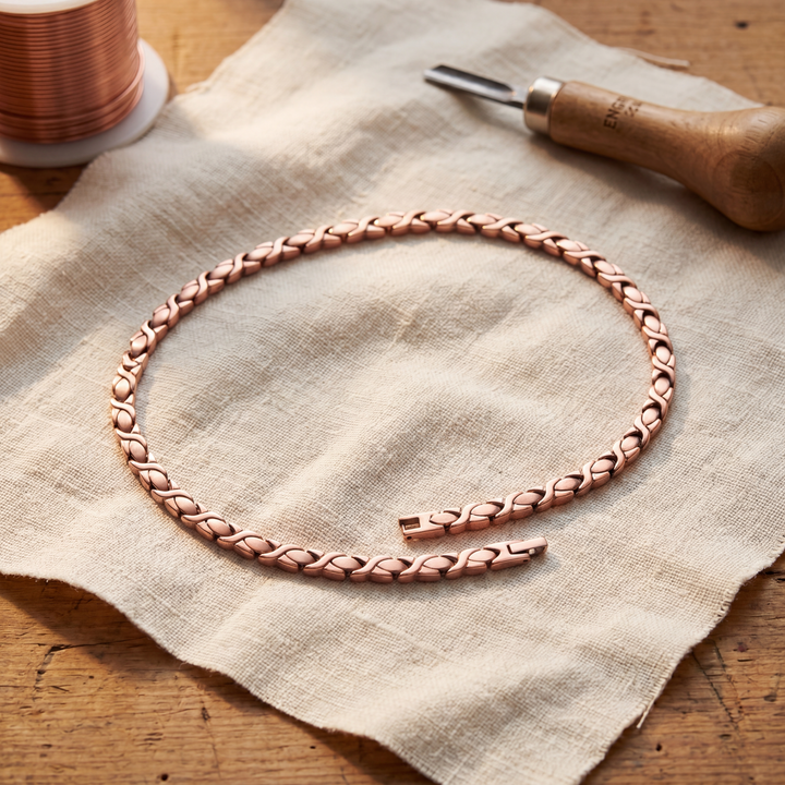 Necklace | Copper Material, Interlocking X-Link Chain 0
