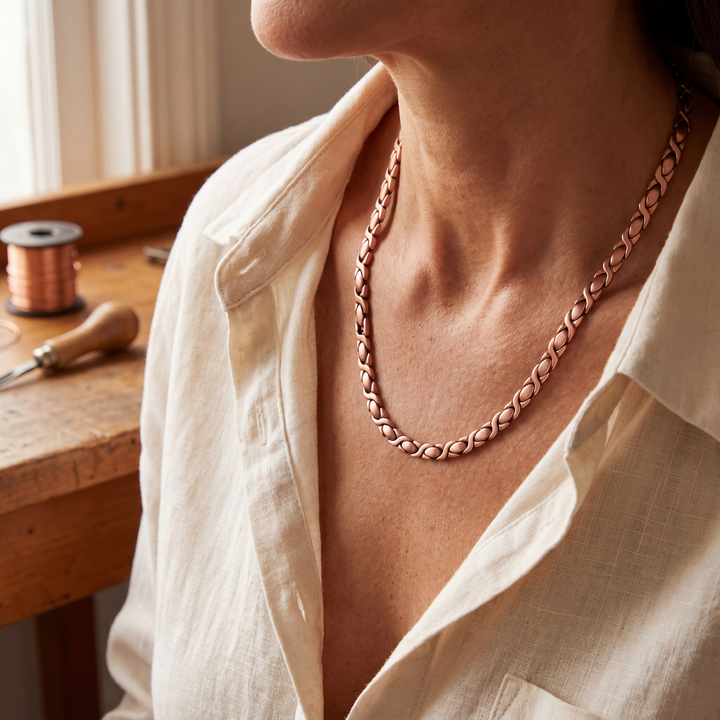 Necklace | Copper Material, Interlocking X-Link Chain 1
