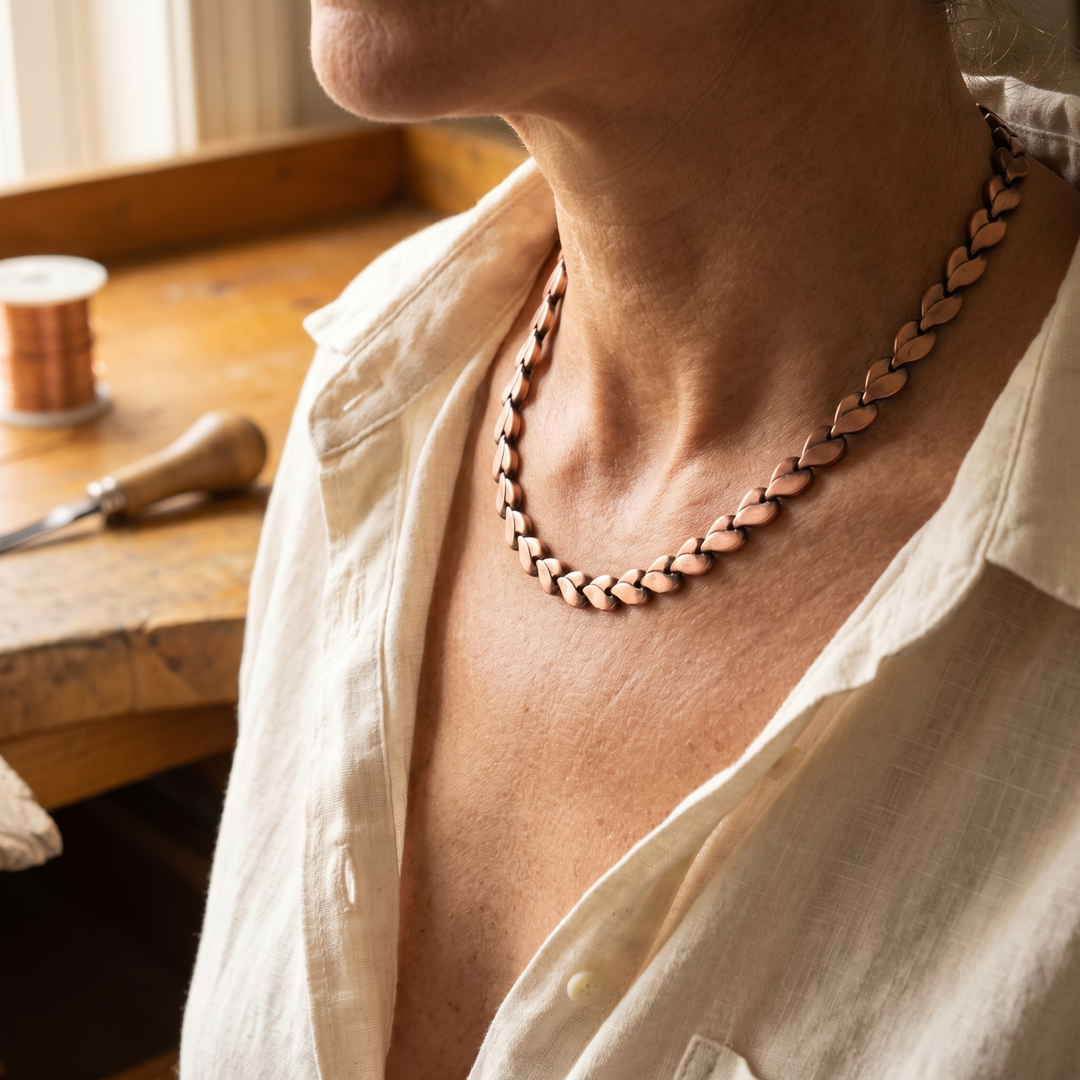 Necklace | Handcrafted Copper, Heart-Shaped Links 1