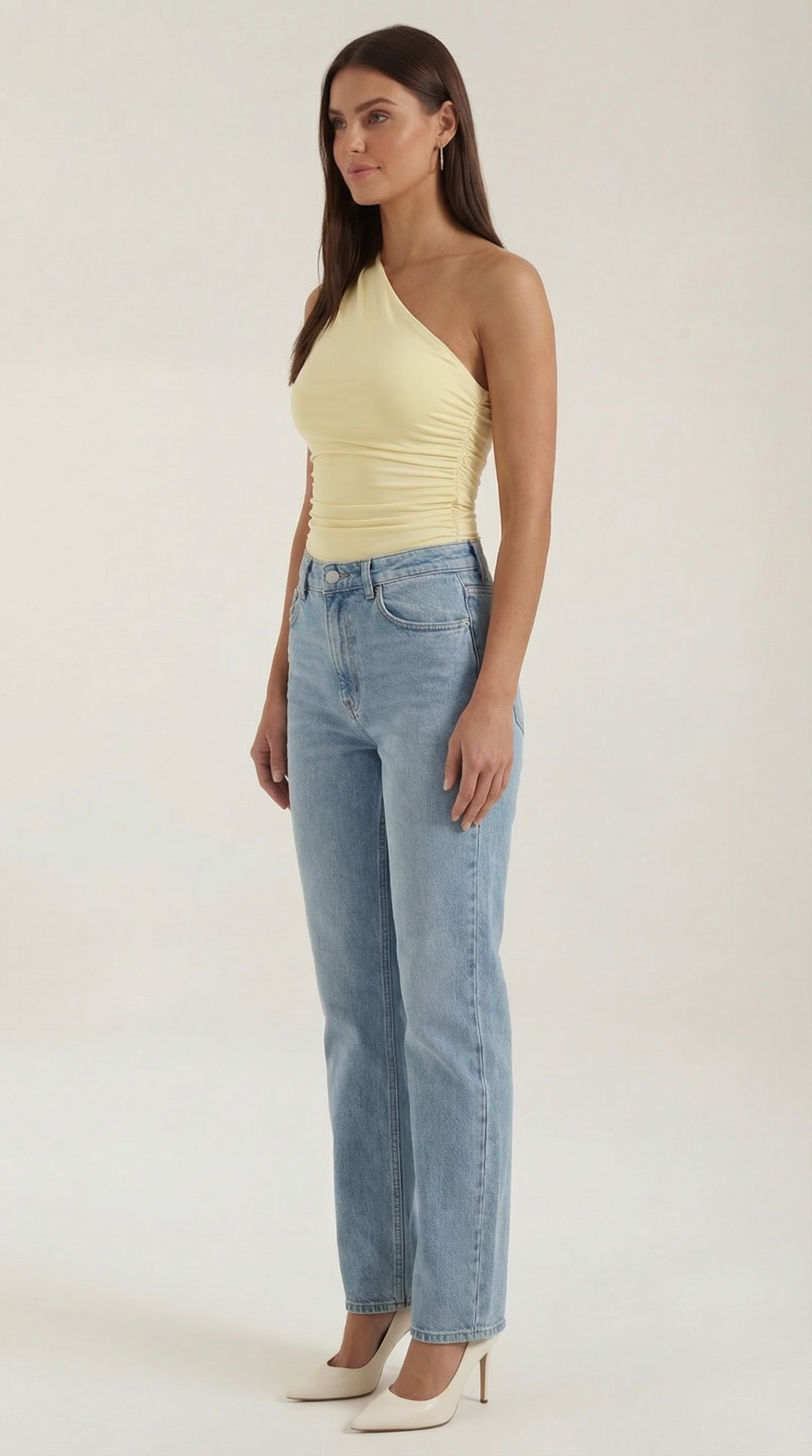 One Shoulder Top | Ruched Detailing, Seamless Design 1