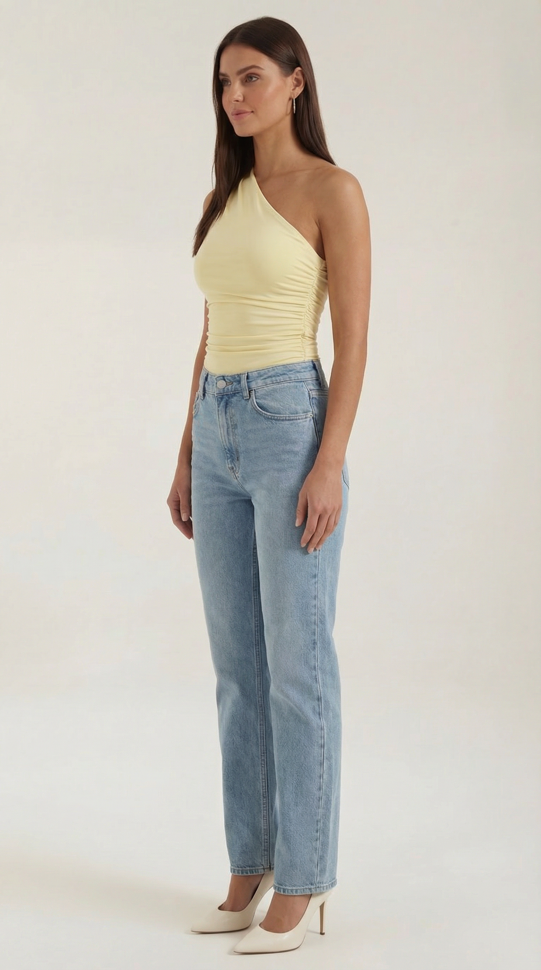 One Shoulder Top | Ruched Detailing, Seamless Design 1