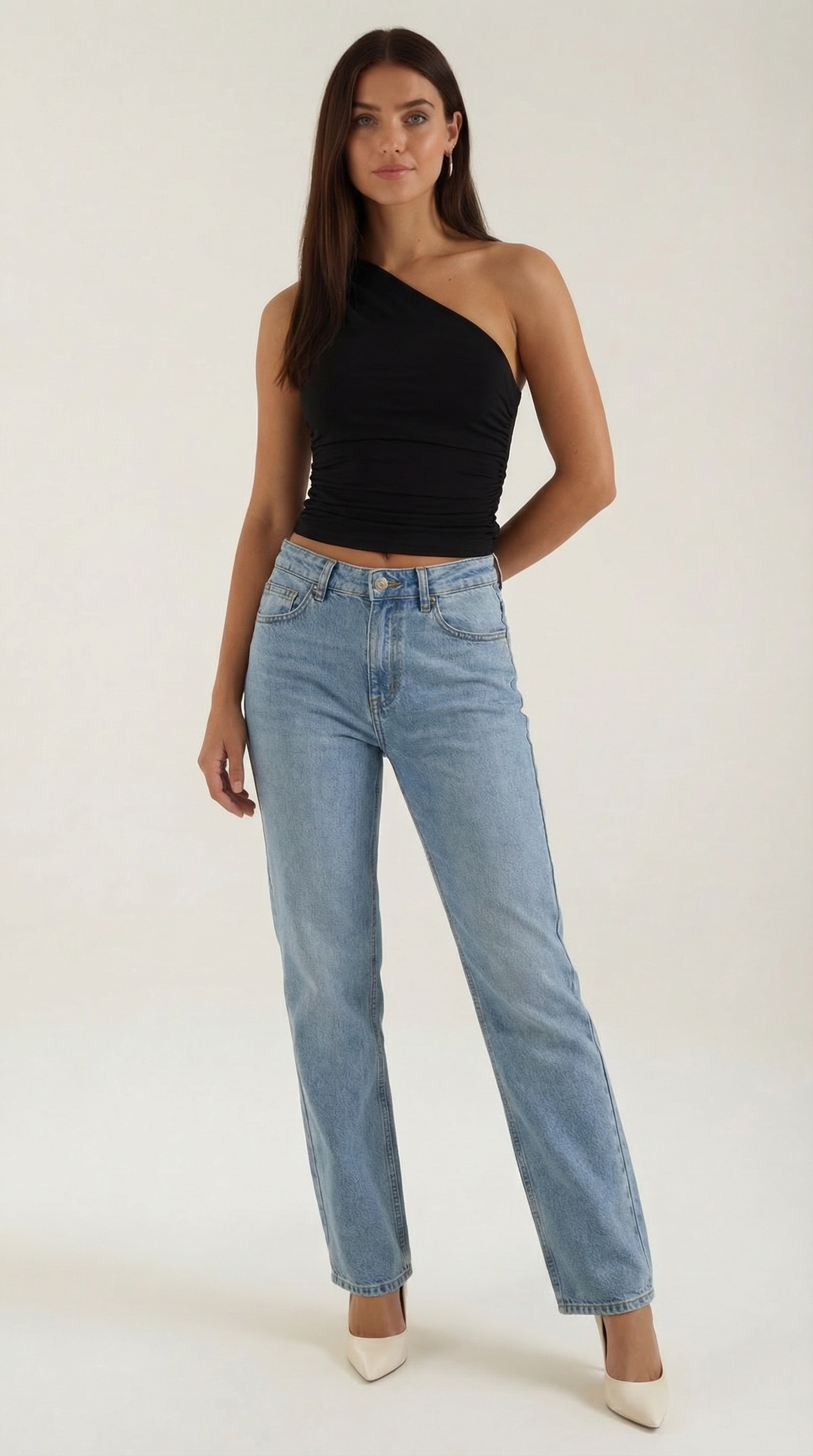 One Shoulder Top | Ruched Detailing, Seamless Design 11