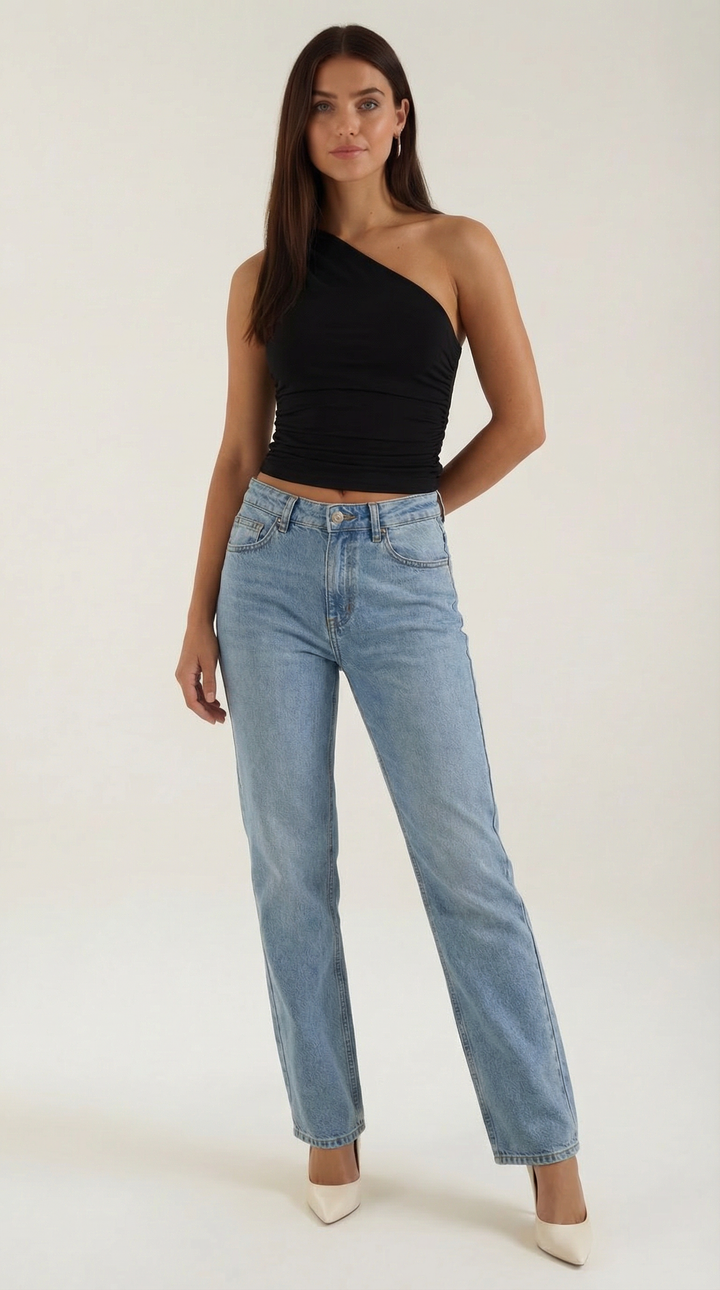 One Shoulder Top | Ruched Detailing, Seamless Design 11