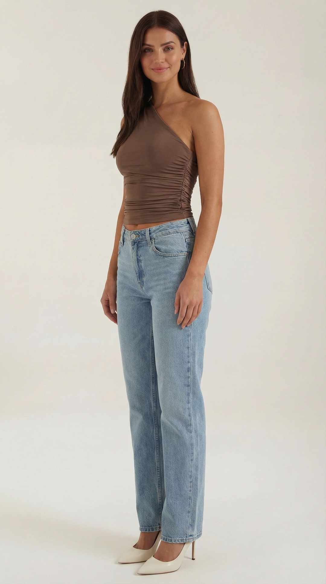 One Shoulder Top | Ruched Detailing, Seamless Design 6
