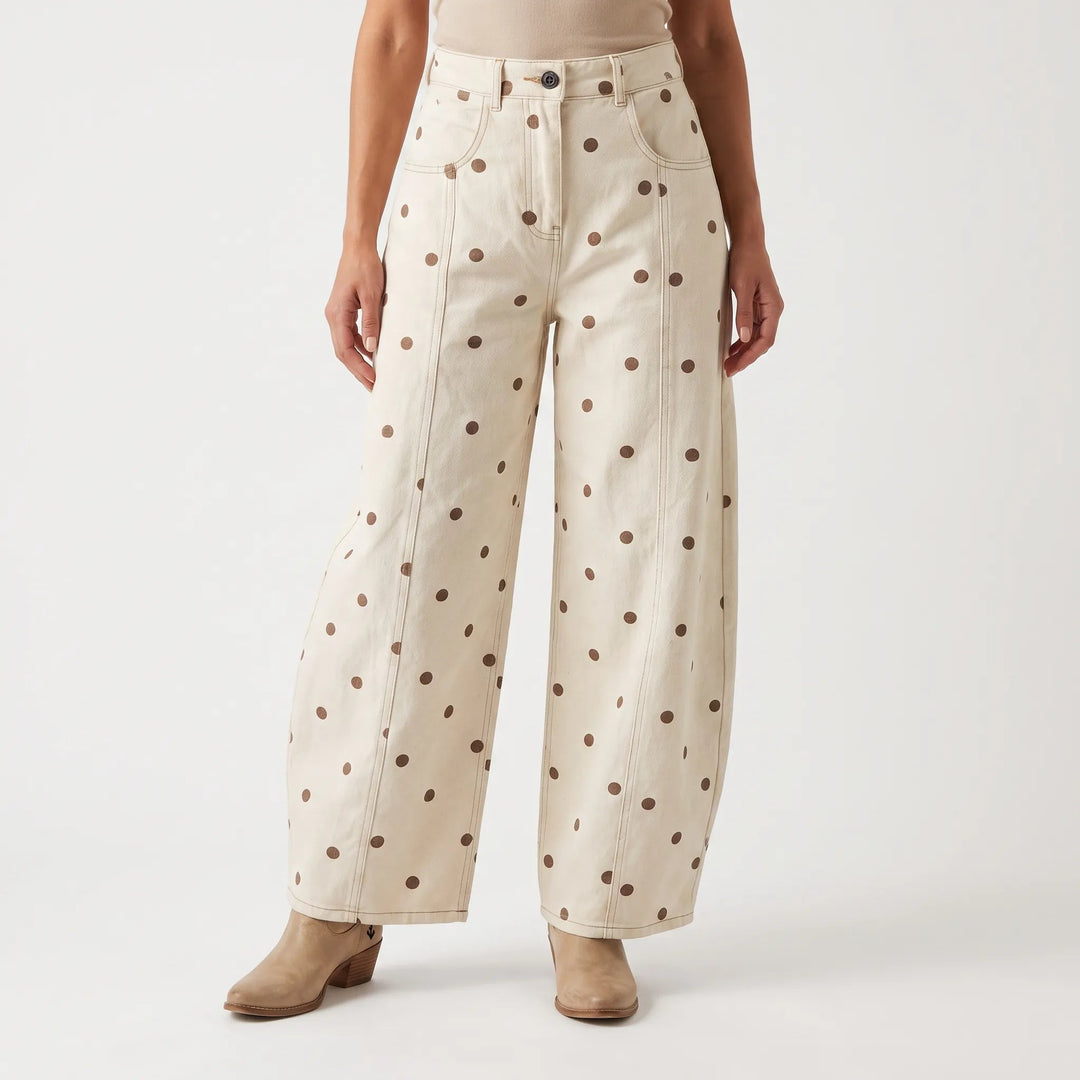 Pants | High Waist, Barrel Wide Leg, Polka Dot Pattern 2