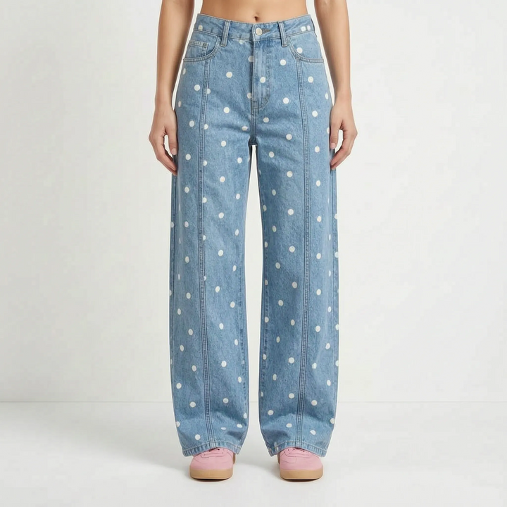 Pants | High Waist, Barrel Wide Leg, Polka Dot Pattern 4