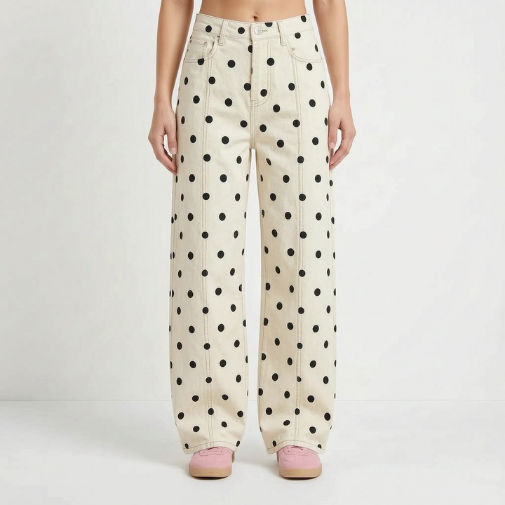 Pants | High Waist, Barrel Wide Leg, Polka Dot Pattern 5