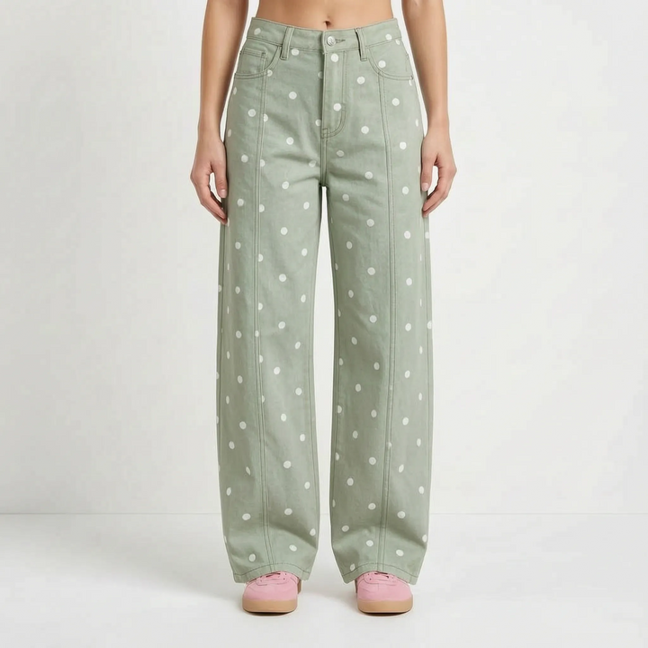 Pants | High Waist, Barrel Wide Leg, Polka Dot Pattern 6