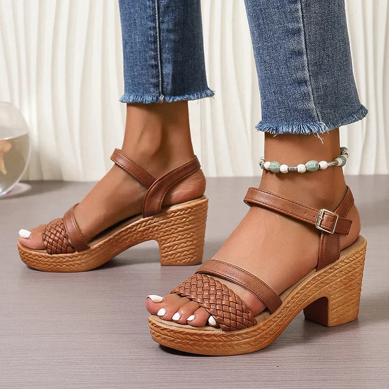 Platform Sandals | Woven Design, Adjustable Ankle Strap 5